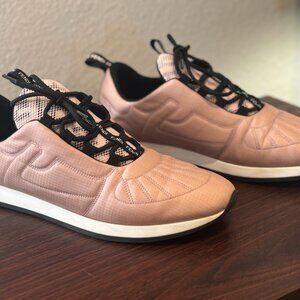 Auth Fendi Rockoko Bia Rosa Nylon Sneakers Sz 39.5